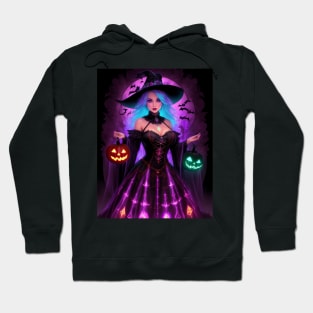 Halloween Spooky Neon Black Magic Witch Hoodie